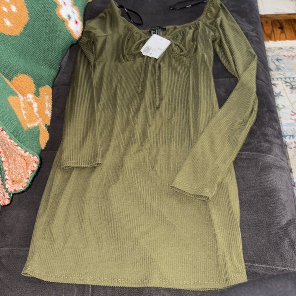 Olive green ribbed forever 21 bodycon dress size M NWT